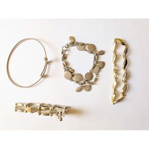 Bracelets Set 4 Boho Geometric Hammered Stackable Minimalist Eclectic Textured